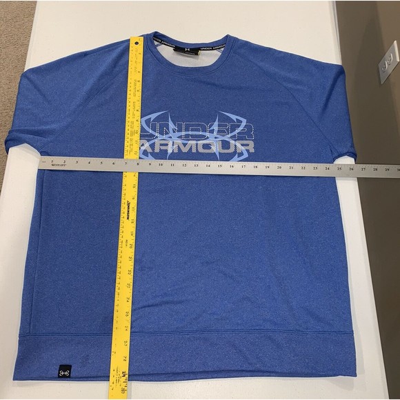 Under Armour Mens‎ Loose Long Sleeve Blue Crewneck Sweatshirt Logo Size XL - Picture 5 of 6